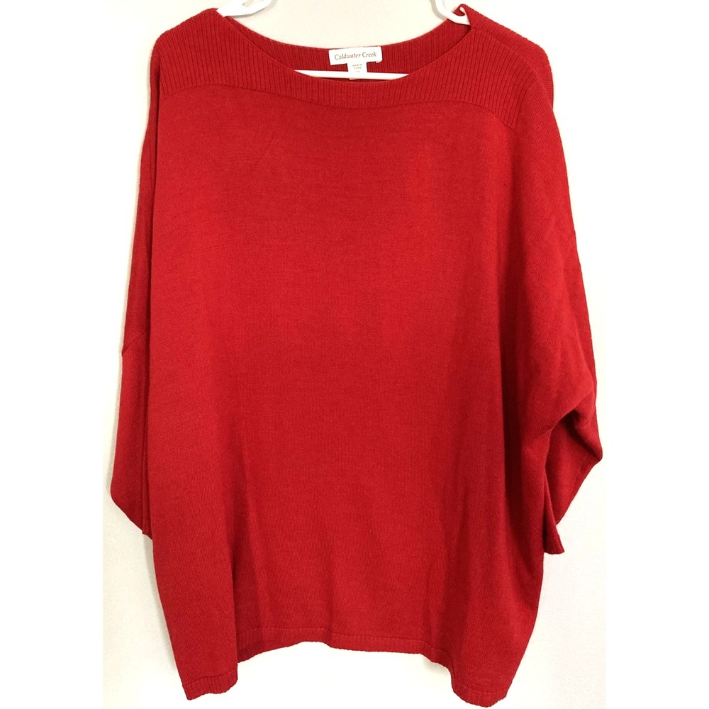 Coldwater Creek Sweater Womens 2X Merino Wool Boat Neck Dolman 3/4 Sleeve Knit
